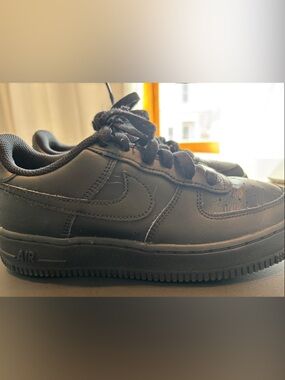 Nike Kids Black Leather Sneakers with Swoosh